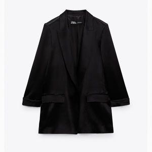 Zara satin effect brand new blazer with tags on (black color)